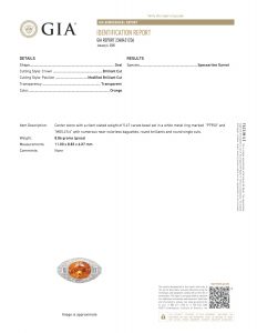 Mandarin garnet ring GIA certificate