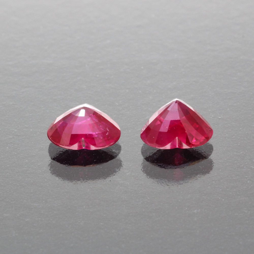 ruby stone-ruby heart pair-side view of gemstone