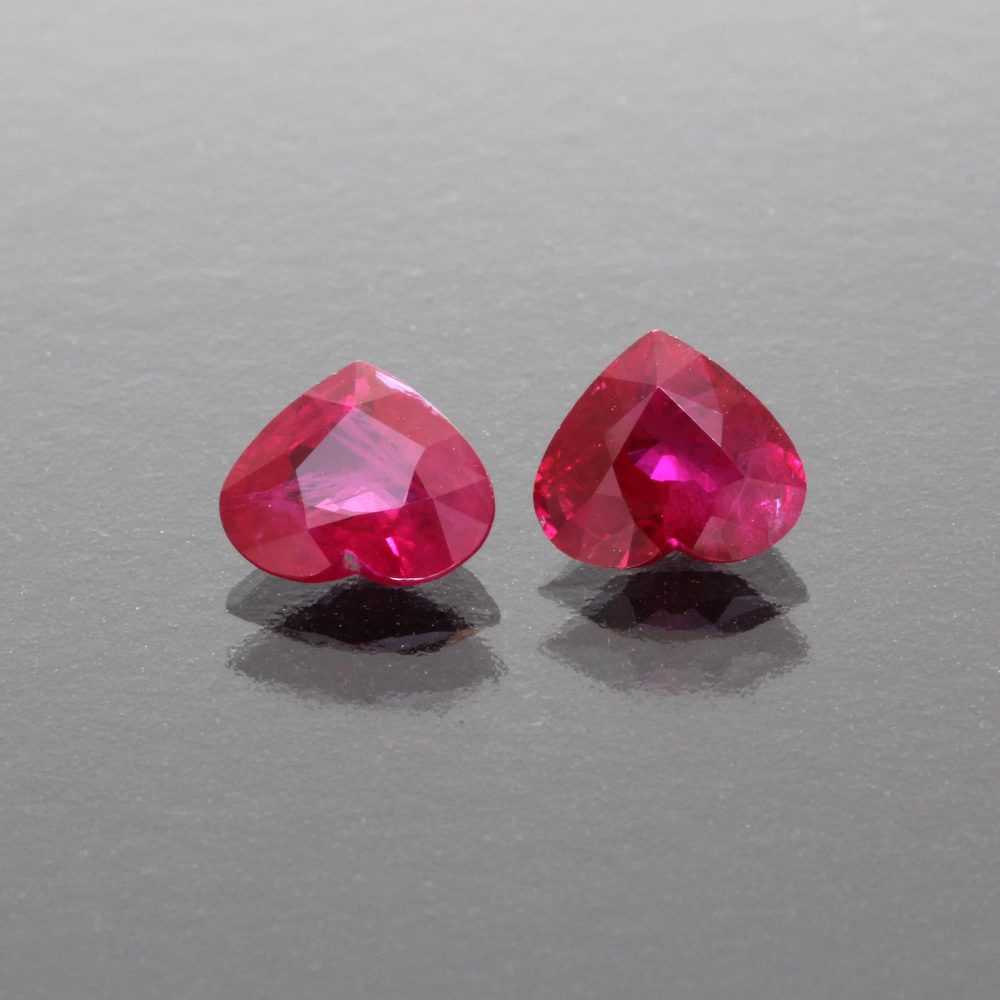 ruby stone-ruby heart pair-front view of gemstone