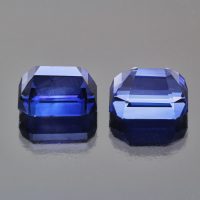 Royal blue sapphire octagon pair 22 cts Caram_back view