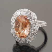 Padparadscha sappihre 9.3 cts ring by Caram_side view