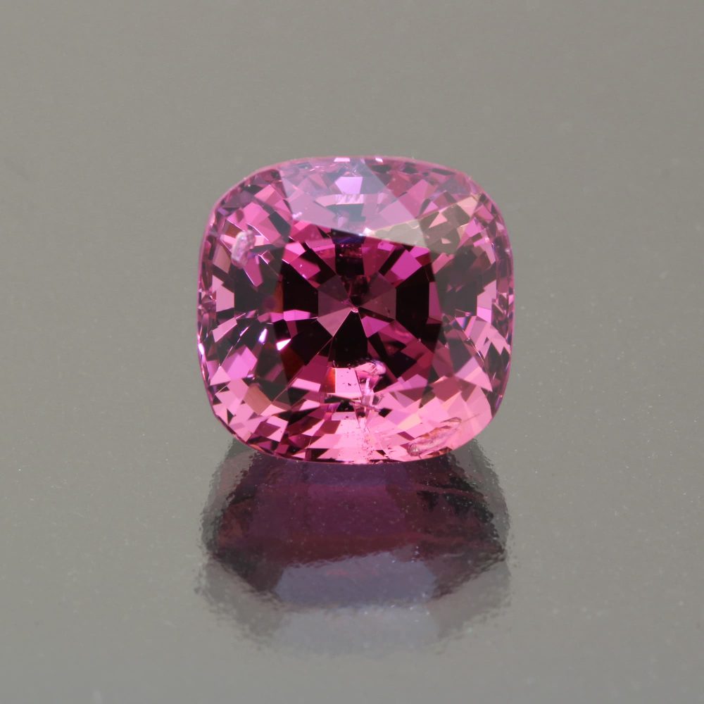 spinel stone-red spinel cushion-front view of gemstone